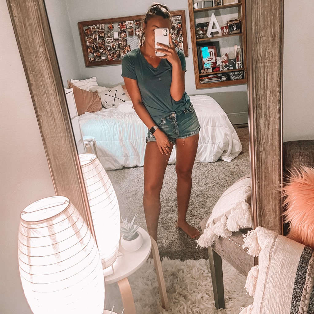 Washed Blue Basic V Neck